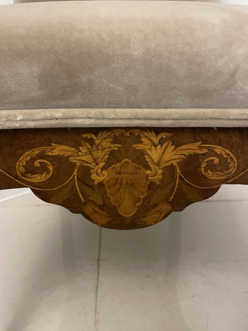 Set of 8 Antique Quality Burr Walnut Inlaid Marquetry Dining Chairs - Image 11